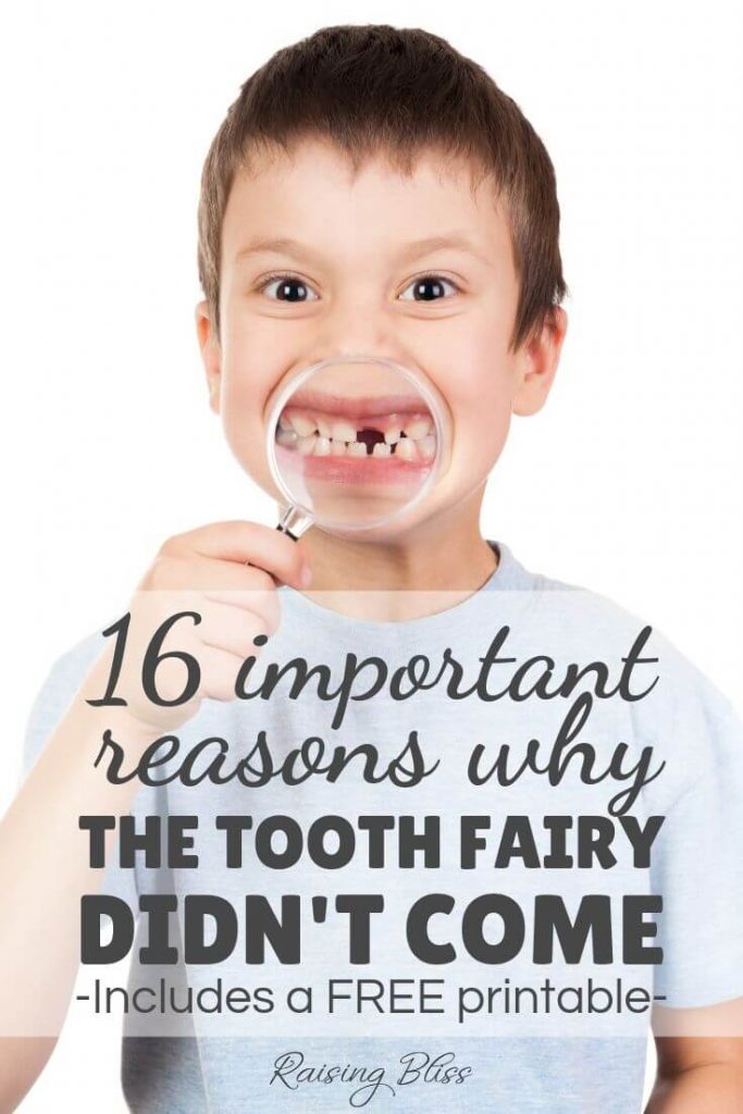 Boy showing his missing tooth with a magnifying glass why the tooth fairy didnt come