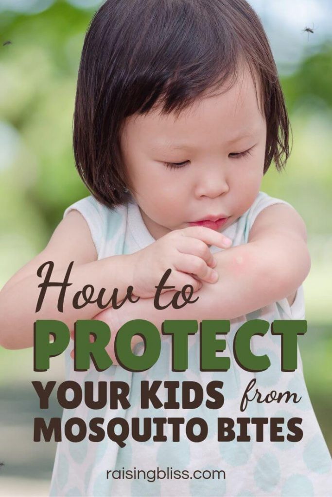 Little girl itching a bug bite. How to Protect Your Kids from Mosquito Bites by Raising Bliss