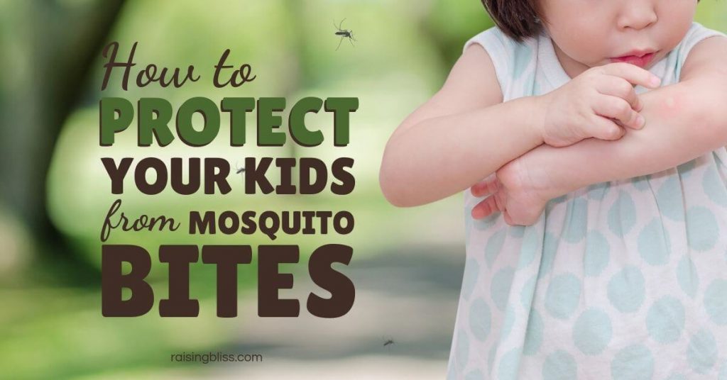 Little girl itching a bug bite. How to Protect Your Kids from Mosquito Bites by Raising Bliss