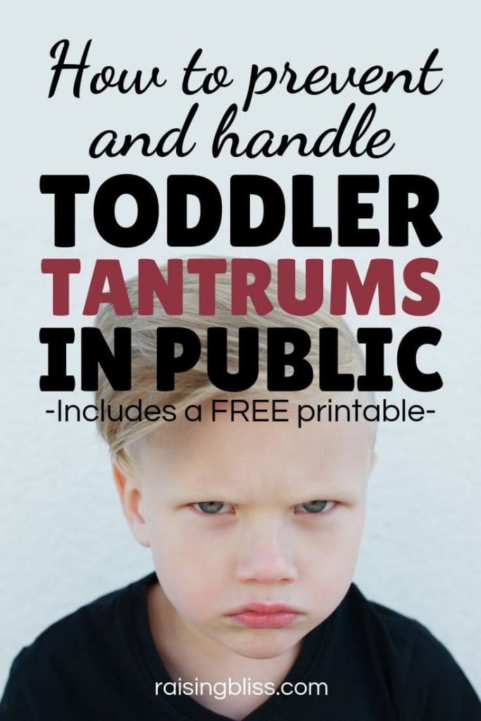 Upset little boy with furrowed eyebrows. How to prevent and handle toddler tantrums in public by raising bliss