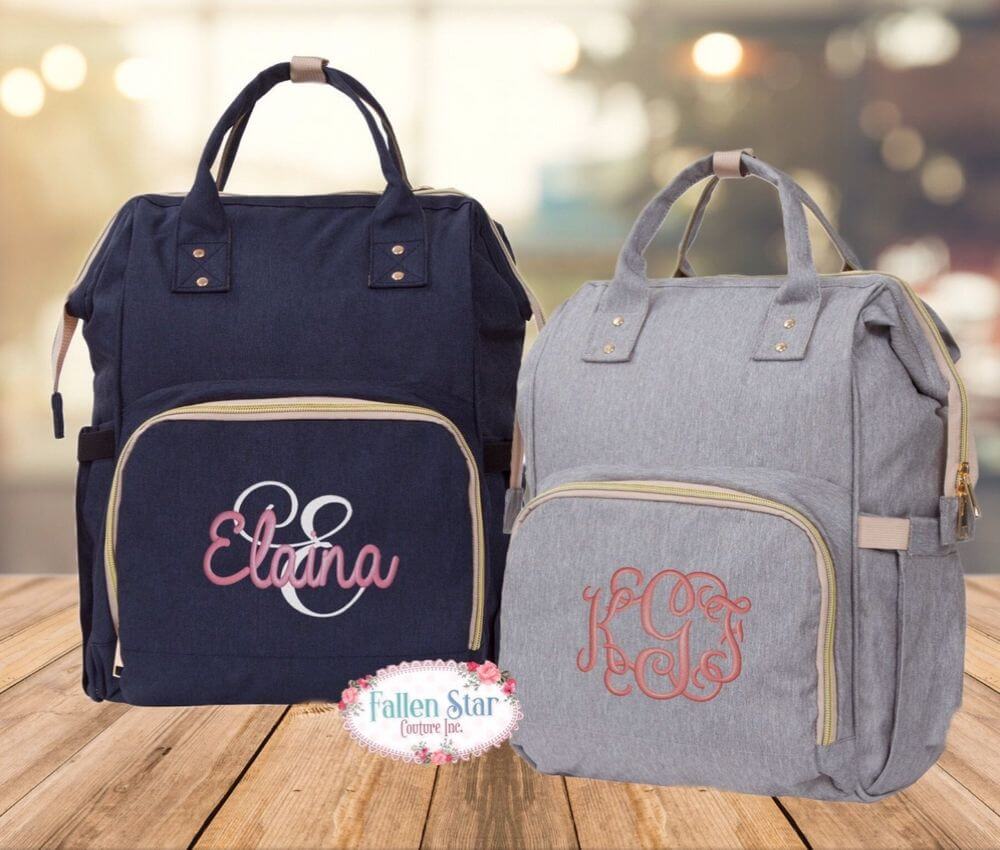 Monogrammed diaper bag backpack