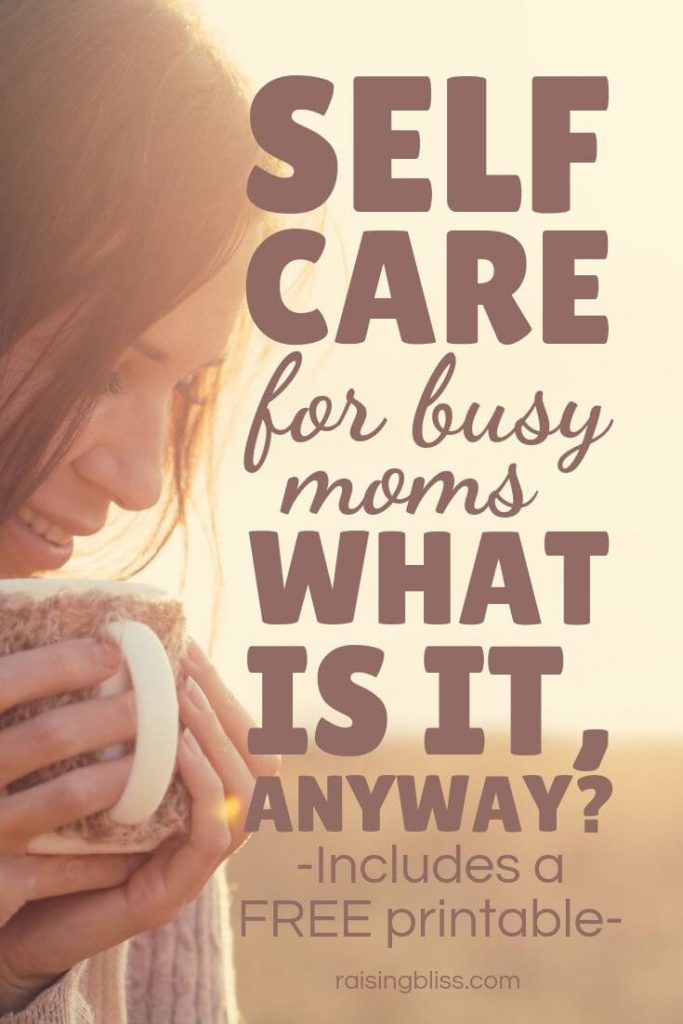 Mom calmly sipping coffee outdoors Self care for busy moms what is it anyway by raising bliss