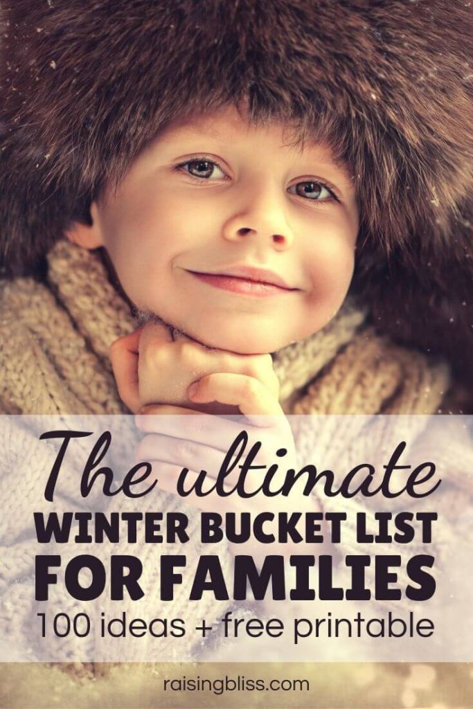 Boy in a hat and sweater The ultimate winter bucket list for families 100 ideas by raising bliss