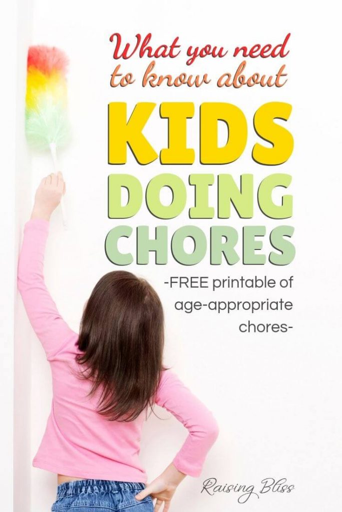 Girl dusting wall - What you need to know about kids doing chores by raising bliss