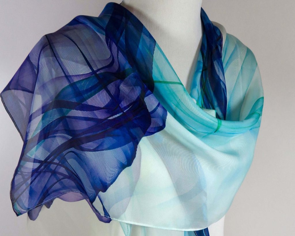 ink in water silk shawl for mom