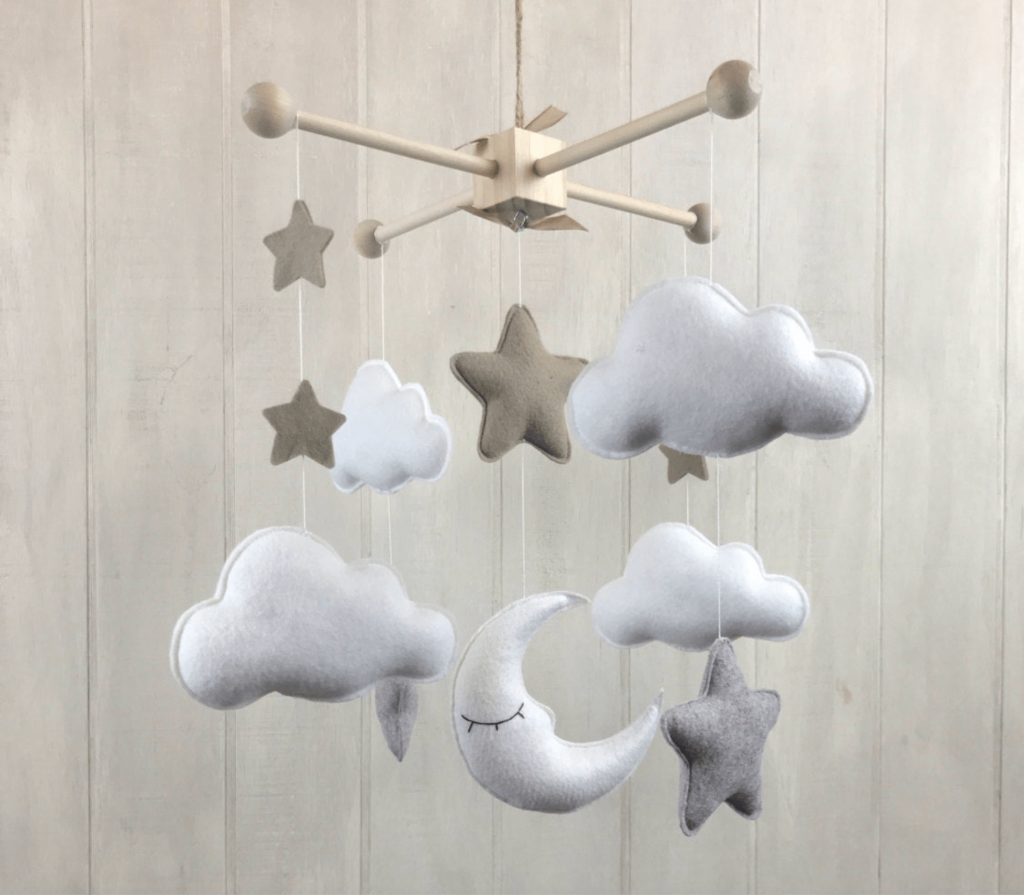 moon stars and clouds baby mobile