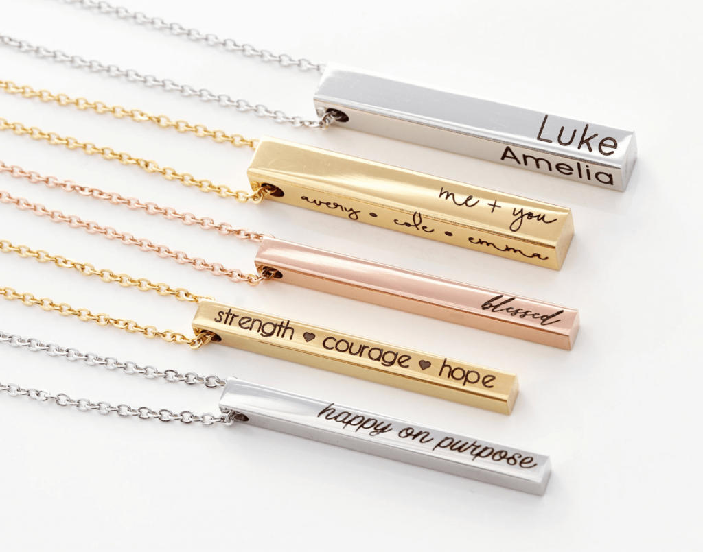 personalized vertical bar necklace