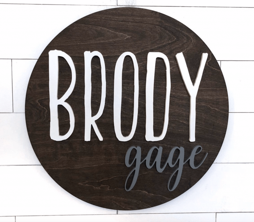 round wood nursery name sign