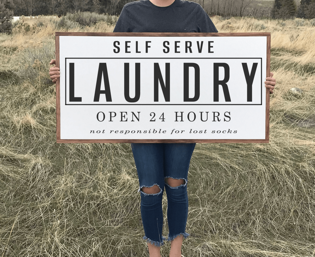 self serve laundry wall sign