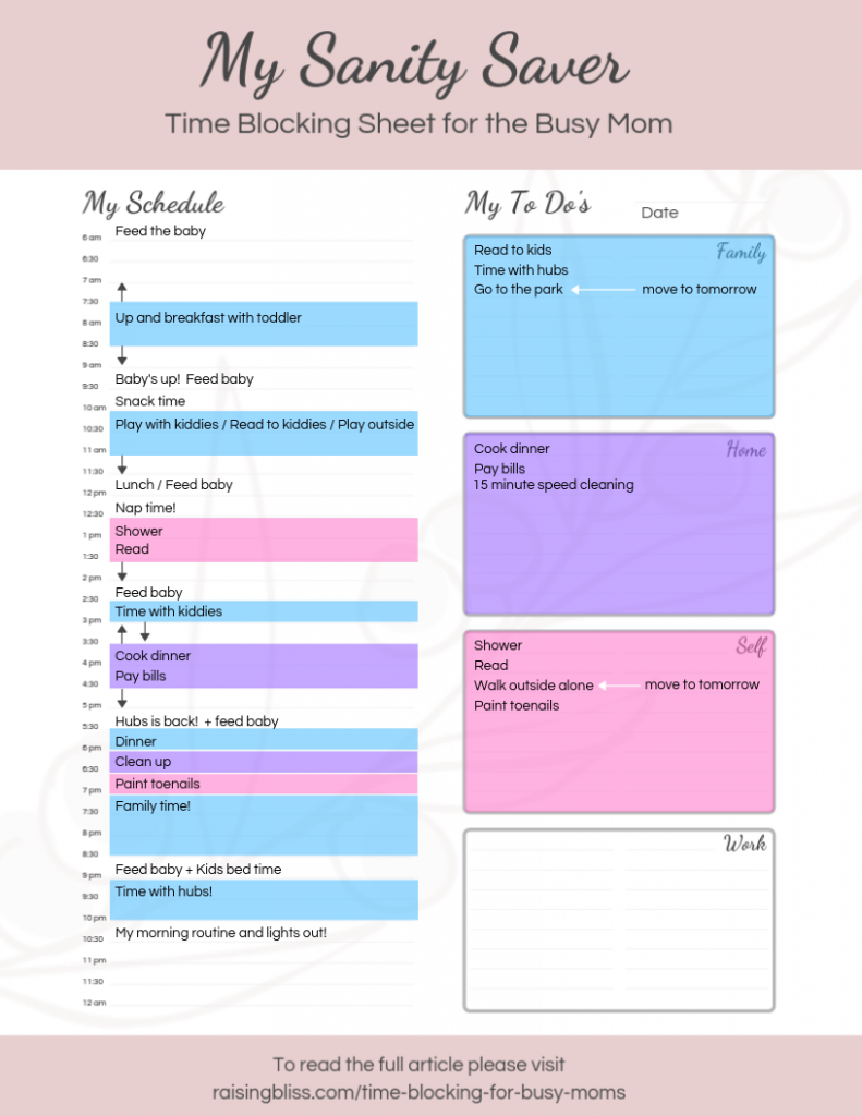 time blocking example for mom with baby and toddler